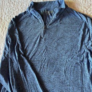 XXL Men's Blue 3/4 Zip Long Sleeve Polo - Lightweight